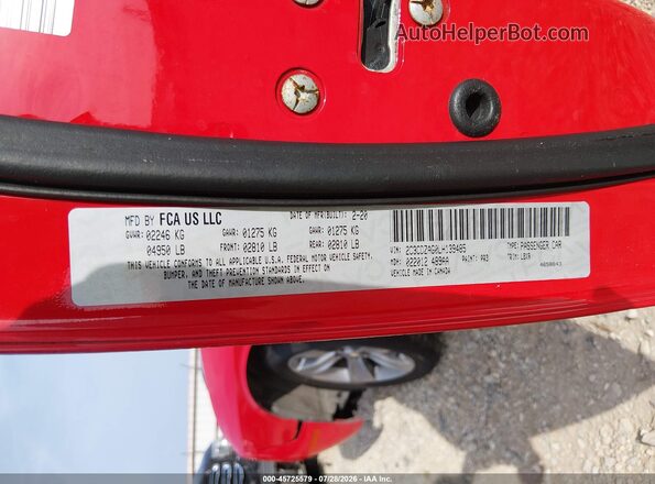 2C3CDZAG0LH139485 2020 DODGE CHALLENGER Red ძრავის განყოფილების ხედი