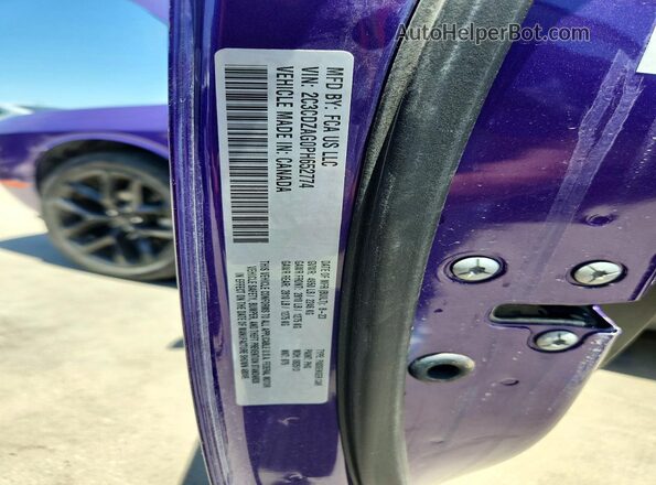 2C3CDZAG0PH652774 2023 DODGE CHALLENGER Purple Engine compartment view