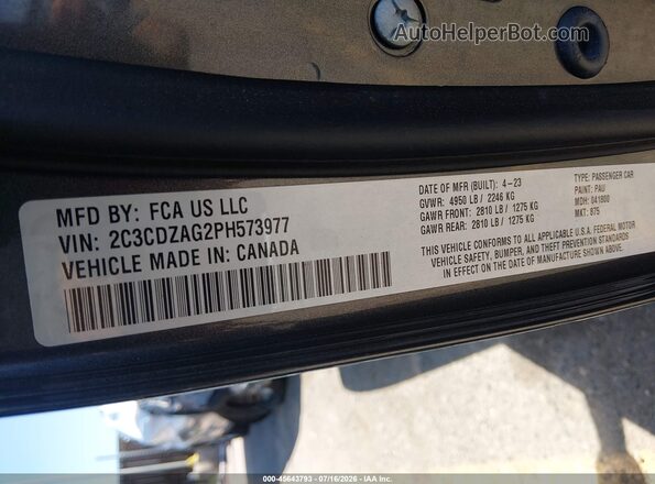 2C3CDZAG2PH573977 2023 DODGE CHALLENGER Silver Engine compartment view
