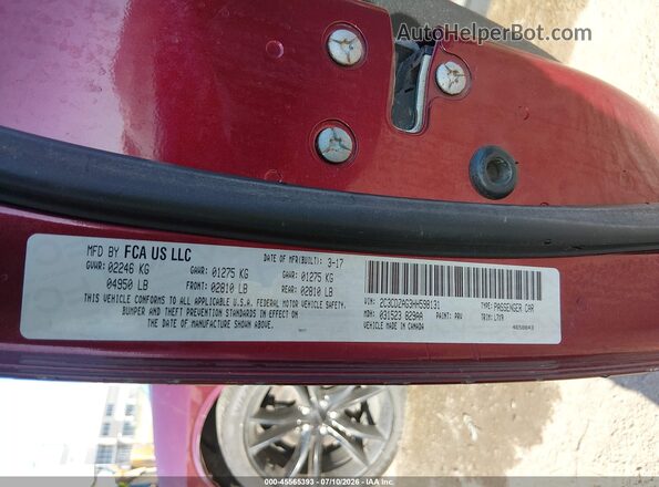2C3CDZAG3HH598131 2017 DODGE CHALLENGER Maroon Вид підкапотного простору