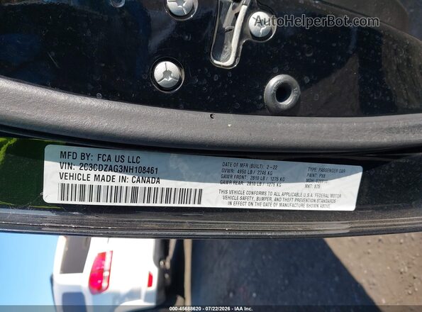 2C3CDZAG3NH108461 2022 DODGE CHALLENGER Черный Вид подкапотного пространства