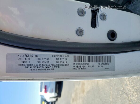 2C3CDZAG4GH323446 2016 DODGE CHALLENGER White Engine compartment view