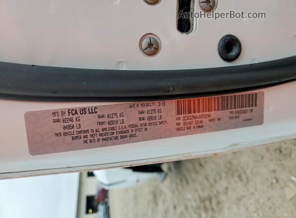 2C3CDZAG4JH259240 2018 DODGE CHALLENGER White Engine compartment view