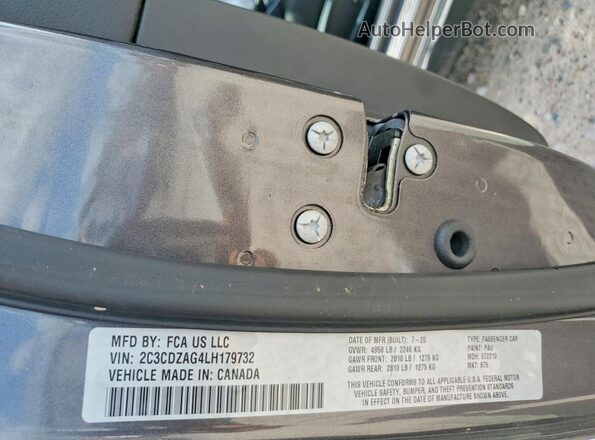 2C3CDZAG4LH179732 2020 DODGE CHALLENGER Gray Շարժիչի բաժամունքի տեսք