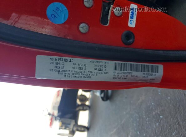 2C3CDZAG6GH353757 2016 DODGE CHALLENGER Red Vista de la etiqueta del VIN