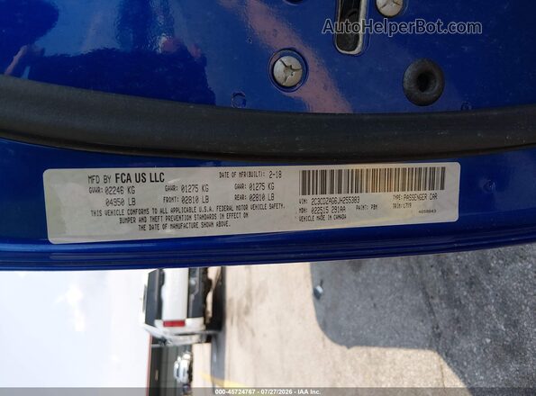 2C3CDZAG6JH255383 2018 DODGE CHALLENGER Blue Vista del compartimento del motor