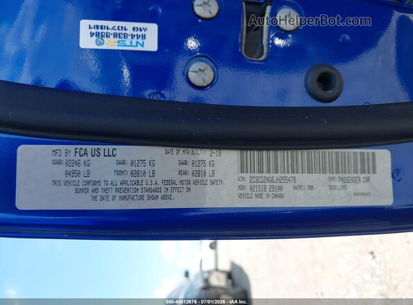 2C3CDZAG6JH255478 2018 DODGE CHALLENGER Синий Вид подкапотного пространства