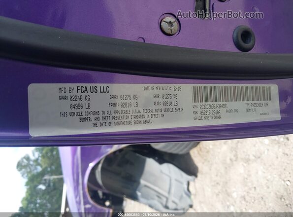 2C3CDZAG6JH304971 2018 DODGE CHALLENGER Purple Вид підкапотного простору