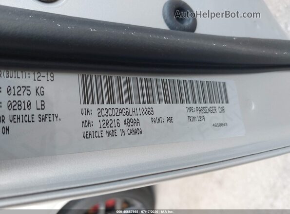 2C3CDZAG6LH110069 2020 DODGE CHALLENGER Silver ძრავის განყოფილების ხედი