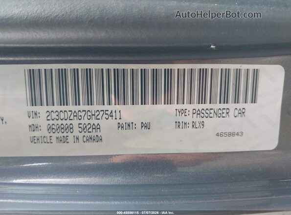 2C3CDZAG7GH275411 2016 DODGE CHALLENGER Gray Engine compartment view