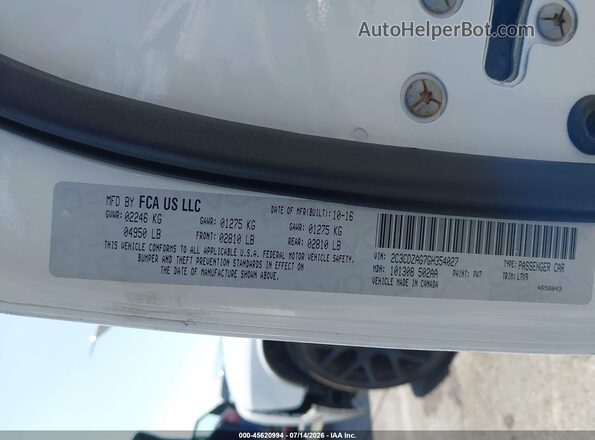 2C3CDZAG7GH354027 2016 DODGE CHALLENGER White ძრავის განყოფილების ხედი
