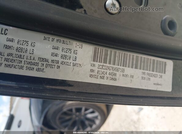 2C3CDZAG7KH587169 2019 DODGE CHALLENGER Black Շարժիչի բաժամունքի տեսք