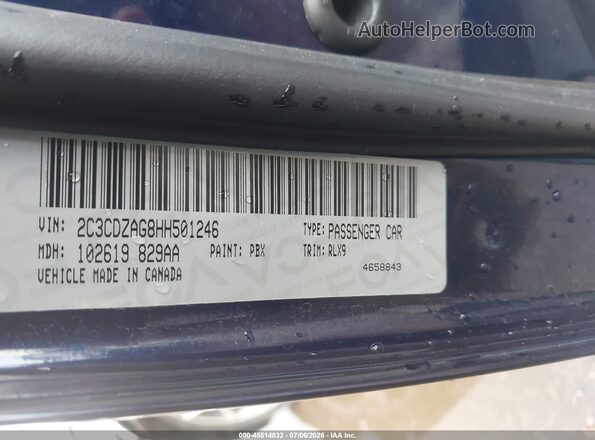 2C3CDZAG8HH501246 2017 DODGE CHALLENGER Blue Вид підкапотного простору