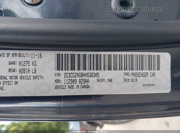 2C3CDZAG8HH536305 2017 DODGE CHALLENGER Gray Вид підкапотного простору