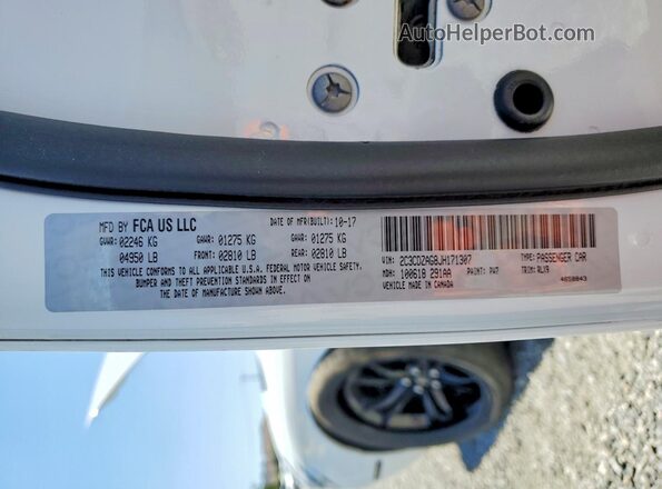 2C3CDZAG8JH171307 2018 DODGE CHALLENGER White Вид підкапотного простору