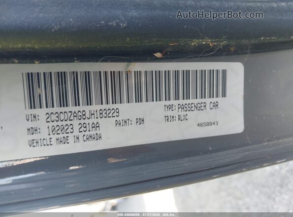 2C3CDZAG8JH183229 2018 DODGE CHALLENGER Gray Вид підкапотного простору