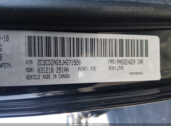 2C3CDZAG9JH271920 2018 DODGE CHALLENGER Black Vista del compartimento del motor