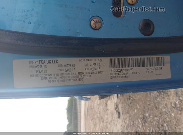 2C3CDZAG9JH333252 2018 DODGE CHALLENGER Blue Vista del compartimento del motor