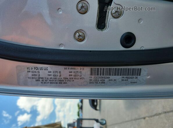 2C3CDZAG9KH625064 2019 DODGE CHALLENGER Silver VIN კოდის სტიკერის ხედი