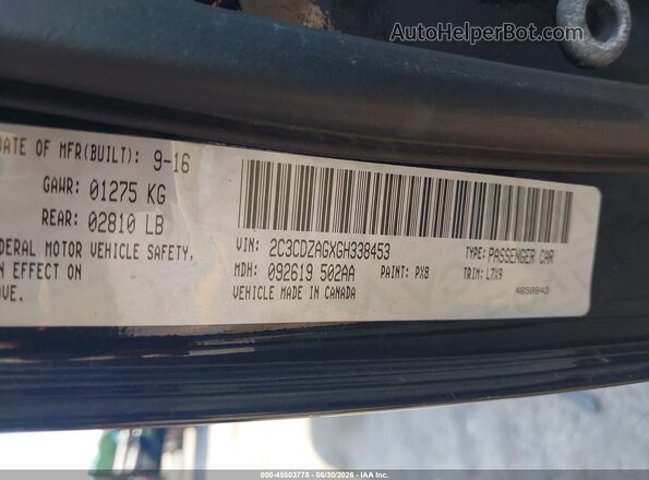 2C3CDZAGXGH338453 2016 DODGE CHALLENGER Черный Вид подкапотного пространства