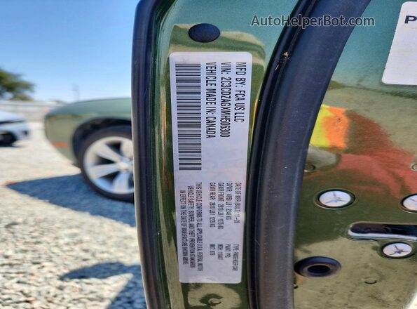 2C3CDZAGXMH506300 2021 DODGE CHALLENGER Зеленый Вид наклейки с VIN-кодом