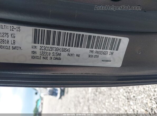 2C3CDZBT3GH168545 2016 DODGE CHALLENGER Gray Շարժիչի բաժամունքի տեսք