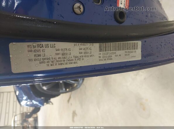 2C3CDZBT3JH259743 2018 DODGE CHALLENGER Dark Blue Vista del compartimento del motor