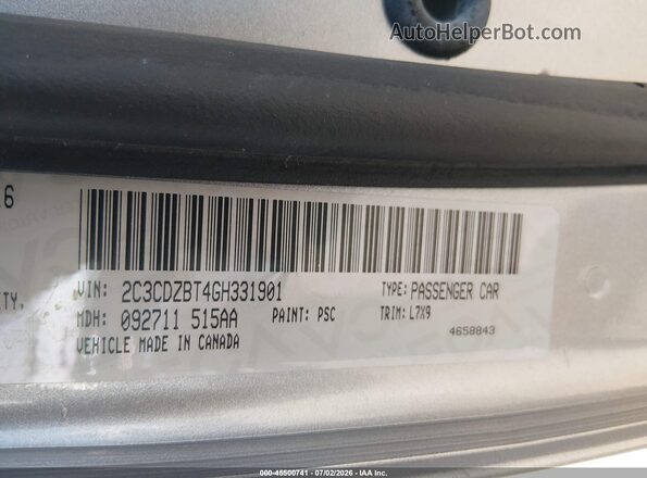 2C3CDZBT4GH331901 2016 DODGE CHALLENGER Серый Вид подкапотного пространства