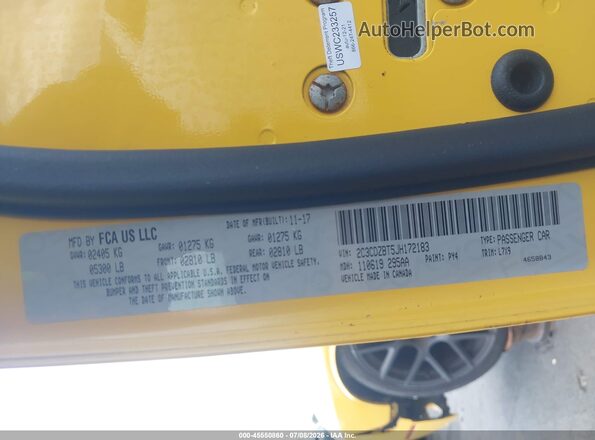 2C3CDZBT5JH172183 2018 DODGE CHALLENGER Yellow Вид підкапотного простору