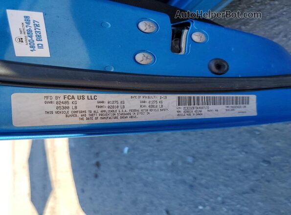 2C3CDZBT5KH607172 2019 DODGE CHALLENGER Синий Вид наклейки с VIN-кодом