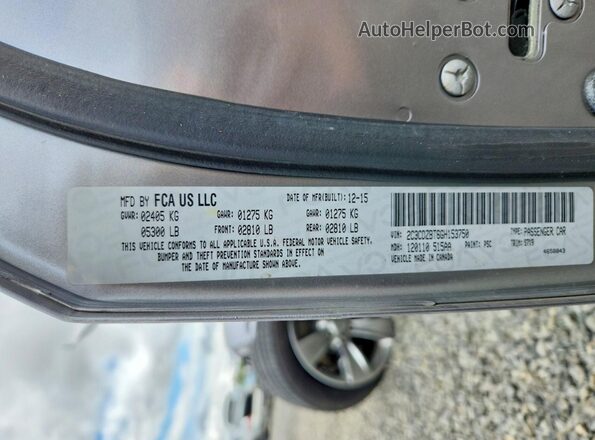 2C3CDZBT6GH153750 2016 DODGE CHALLENGER Silver Շարժիչի բաժամունքի տեսք