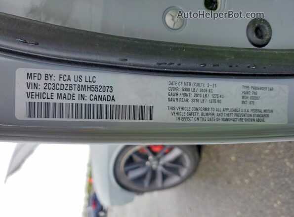 2C3CDZBT8MH552073 2021 DODGE CHALLENGER Silver Вид наклейки з VIN-кодом