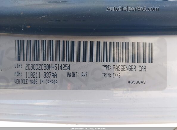 2C3CDZC98HH514254 2017 DODGE CHALLENGER Белый Вид подкапотного пространства