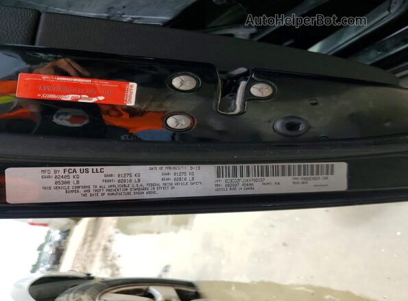 2C3CDZFJ1KH702157 2019 DODGE CHALLENGER Black Вид підкапотного простору