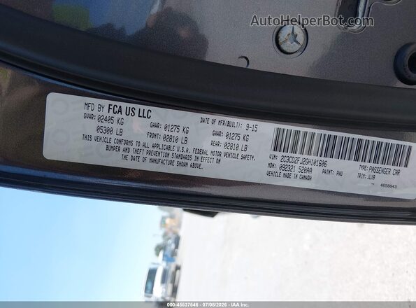 2C3CDZFJ2GH101606 2016 DODGE CHALLENGER Gray Widok komory silnika