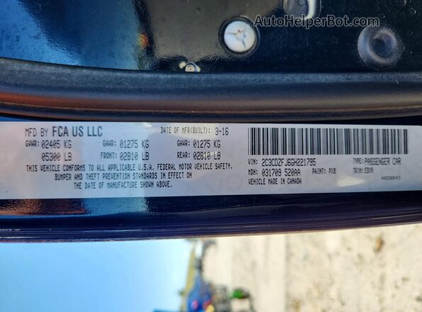 2C3CDZFJ6GH221795 2016 DODGE CHALLENGER Black Շարժիչի բաժամունքի տեսք