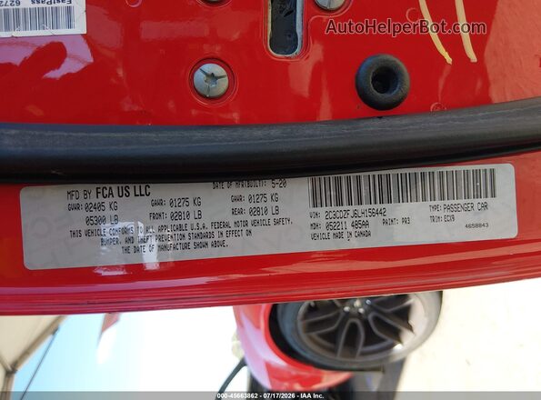 2C3CDZFJ6LH156442 2020 DODGE CHALLENGER Red Вид підкапотного простору