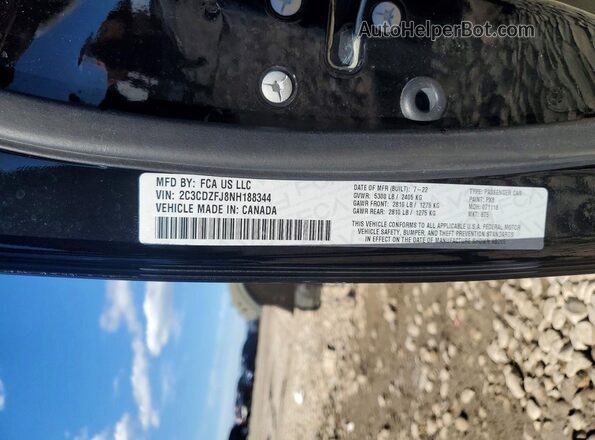 2C3CDZFJ8NH188344 2022 DODGE CHALLENGER Black VIN კოდის სტიკერის ხედი