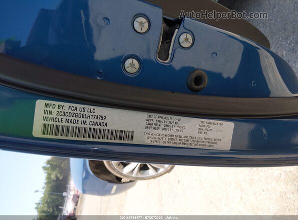 2C3CDZGG0LH174759 2020 DODGE CHALLENGER Blue Շարժիչի բաժամունքի տեսք