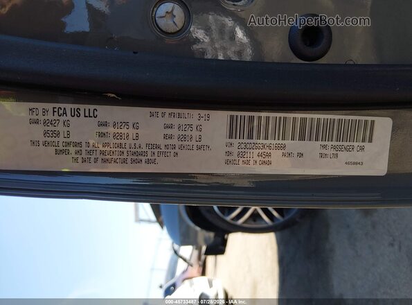 2C3CDZGG3KH616660 2019 DODGE CHALLENGER Gray Շարժիչի բաժամունքի տեսք