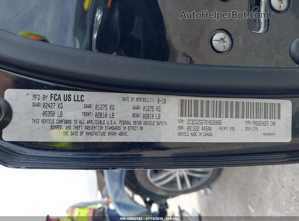 2C3CDZGG7KH526086 2019 DODGE CHALLENGER Black ძრავის განყოფილების ხედი