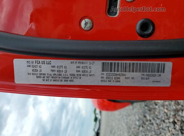 2C3CDZGG8HH629641 2017 DODGE CHALLENGER Red ძრავის განყოფილების ხედი