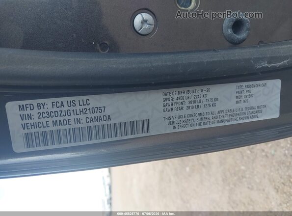 2C3CDZJG1LH210757 2020 DODGE CHALLENGER Gray Widok komory silnika