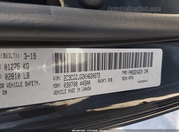 2C3CDZJG2KH620272 2019 DODGE CHALLENGER Black Շարժիչի բաժամունքի տեսք