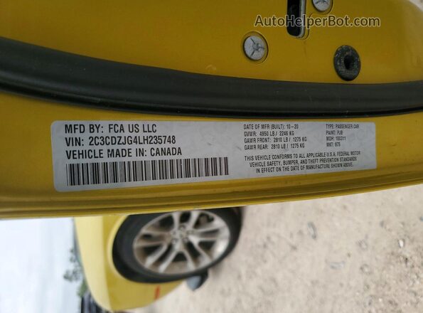 2C3CDZJG4LH235748 2020 DODGE CHALLENGER Gold Вид наклейки з VIN-кодом