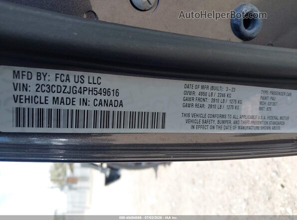2C3CDZJG4PH549616 2023 DODGE CHALLENGER Black Widok komory silnika