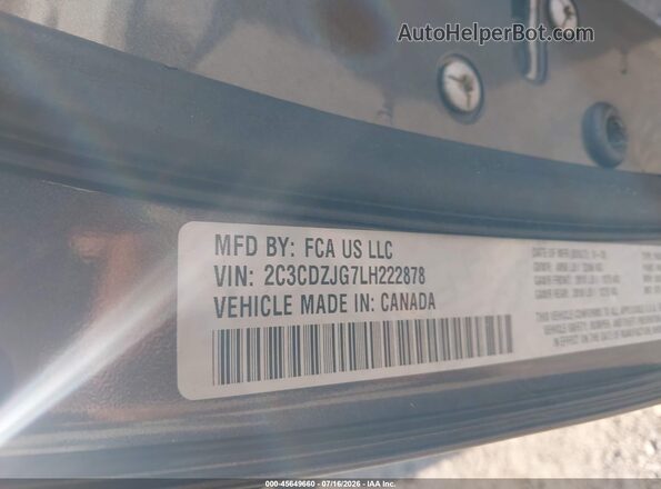 2C3CDZJG7LH222878 2020 DODGE CHALLENGER Серый Вид подкапотного пространства