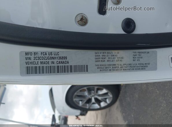 2C3CDZJG8NH136899 2022 DODGE CHALLENGER White Engine compartment view
