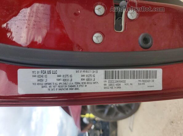 2C3CDZJGXKH540332 2019 DODGE CHALLENGER Red VIN sticker view