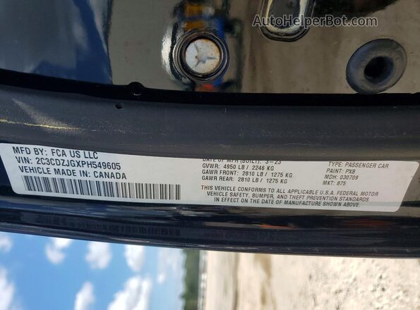 2C3CDZJGXPH549605 2023 DODGE CHALLENGER Black Vista de la etiqueta del VIN